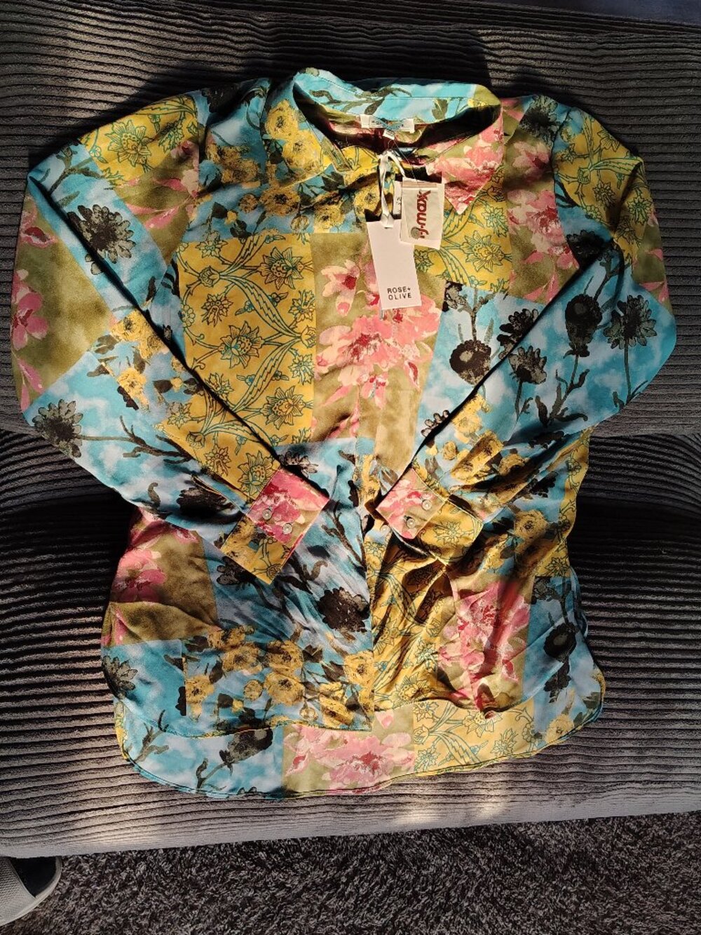 Rose & Olive Floral Color Block Tunic